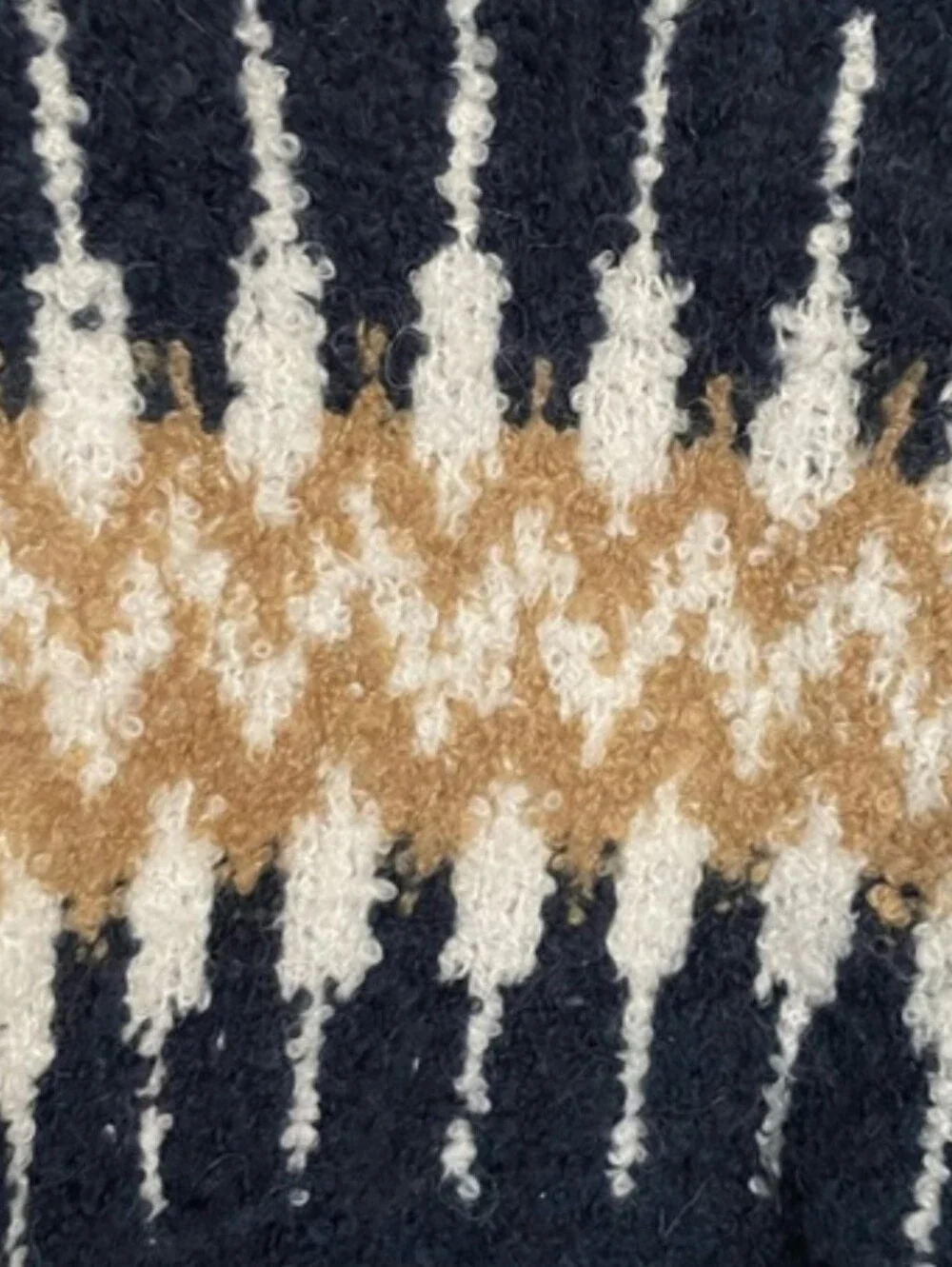 J. Crew Fair Isle Johnny-Collar Sweater Bouclé Yarn Blue Multi NWT